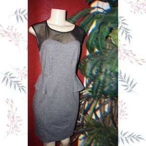 Gray dress with mesh top